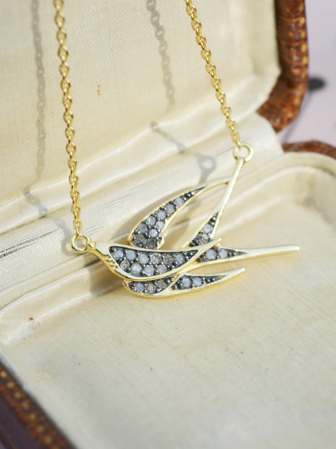 The 'Johanna' Diamond Swallow Necklace