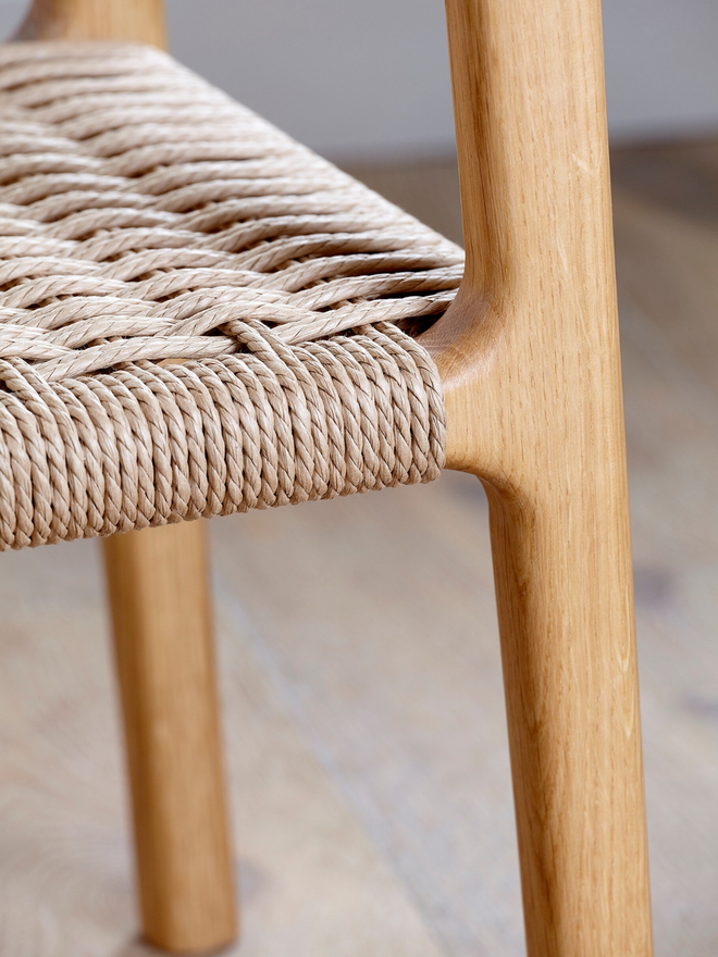 handmade wooden side table leg detail