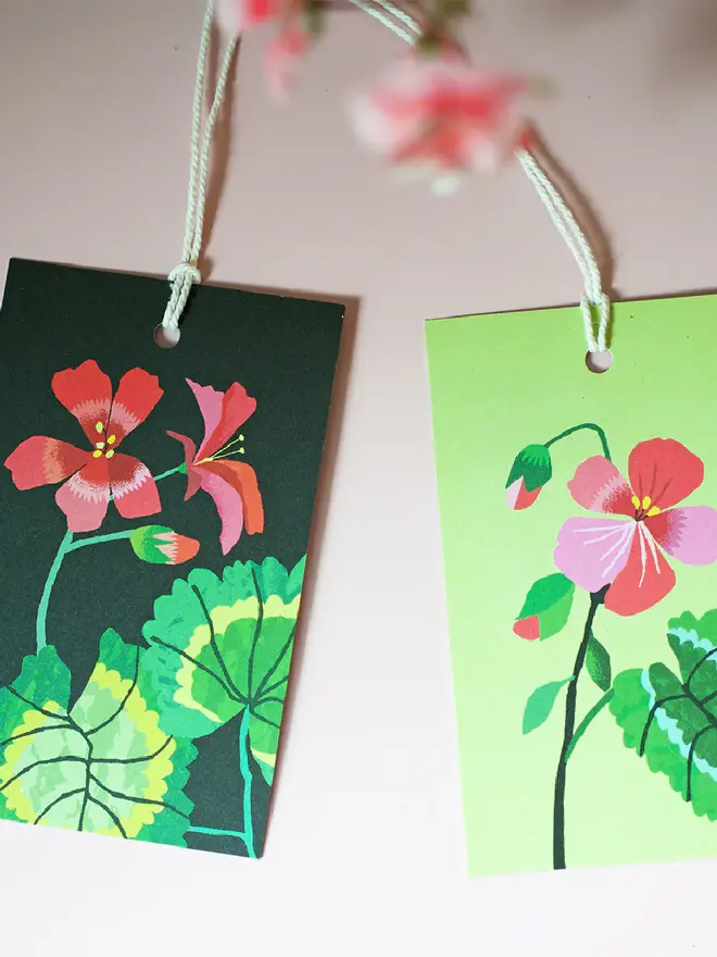 illustrated geranium gift tags