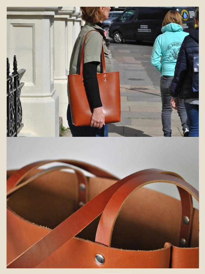 Tan Leather Tote Bag