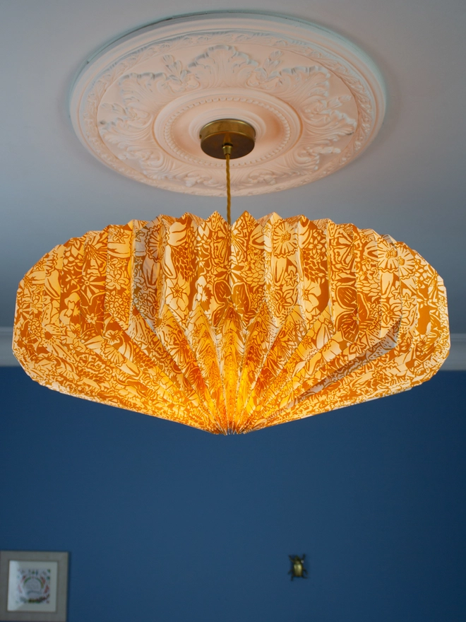 Yellow floral paper lightshade