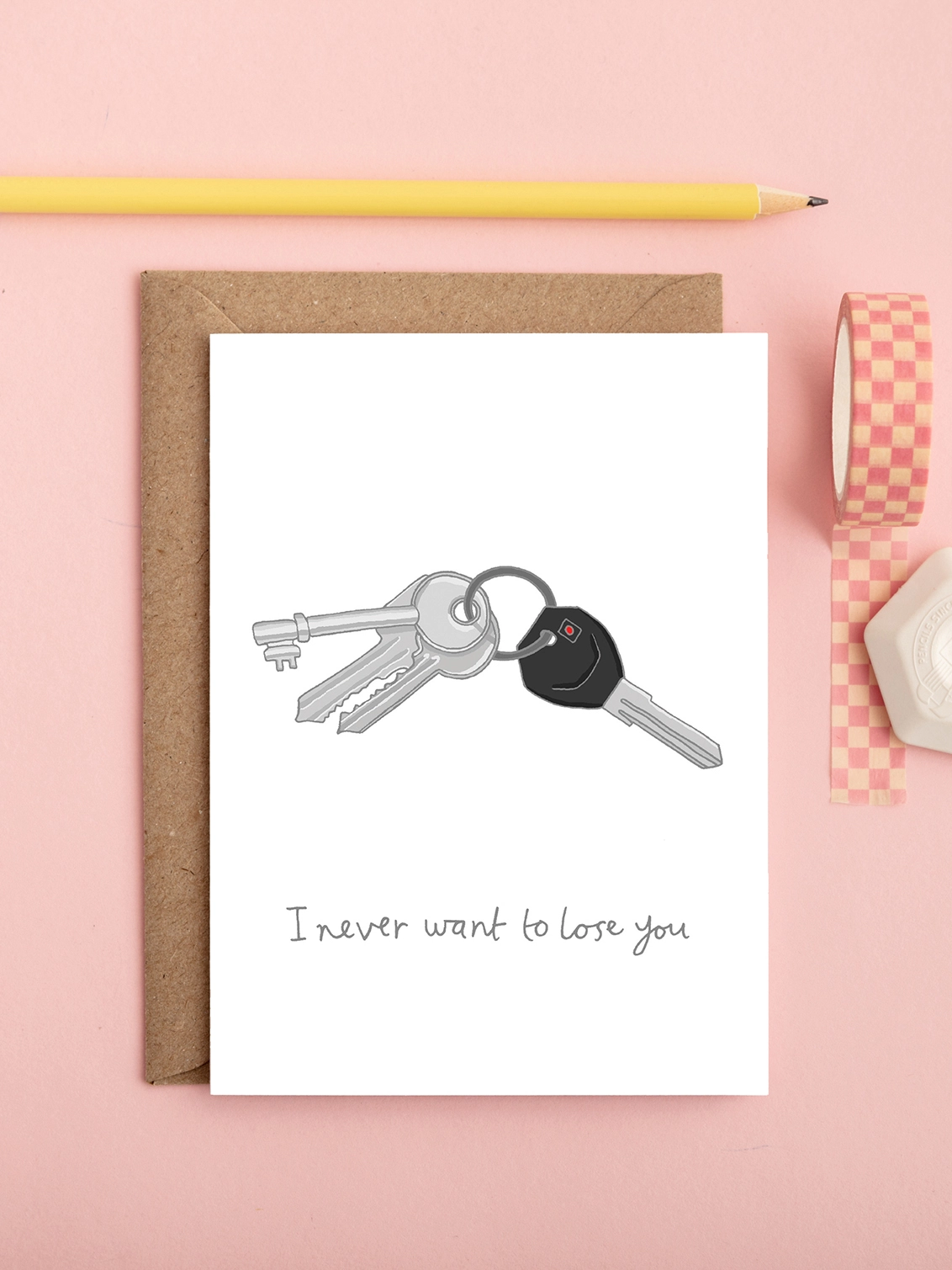 funny valentines or love card featuring a set of keys 
