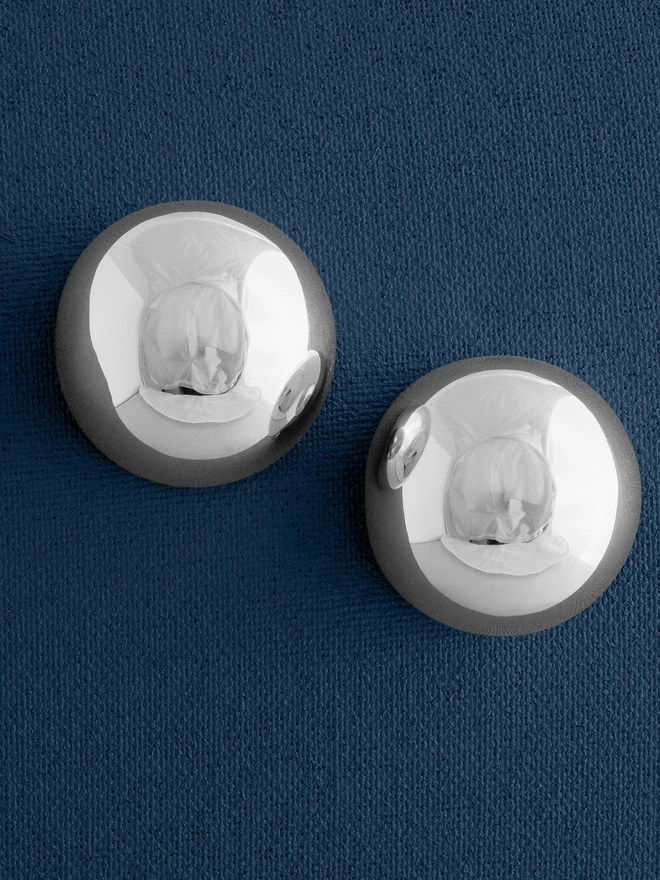 Loel Large Silver Polished Ball Earrings