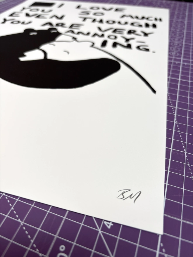 I love you print on purple background