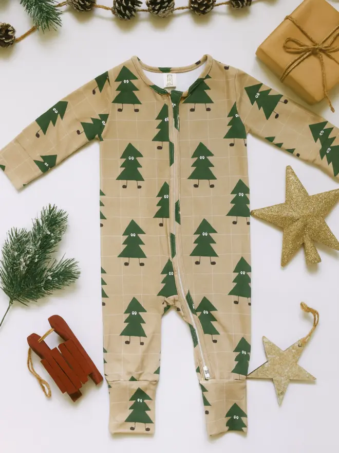 Christmas Tree Organic Sleepsuit