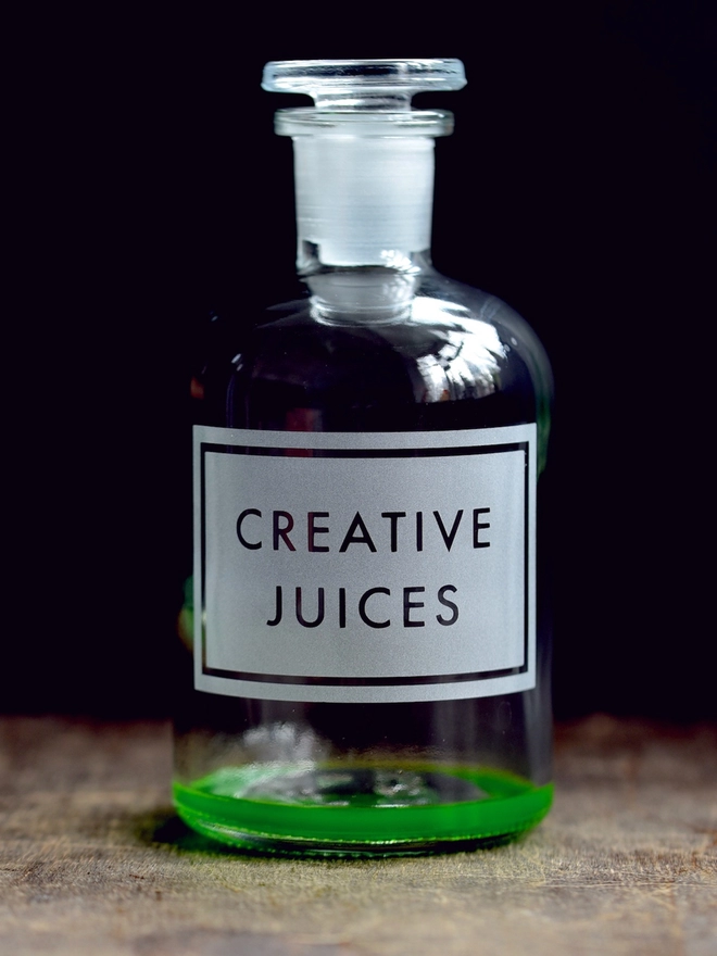 Creative Juices Etched Glass Apothecary Bottle Decanter 