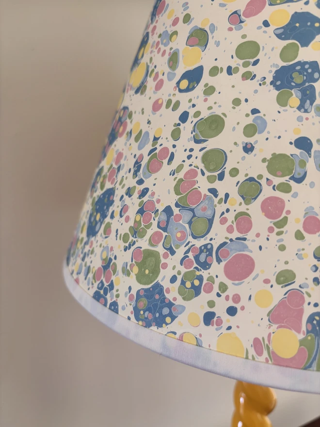 close up 12" Empire lampshade in purdy pattern