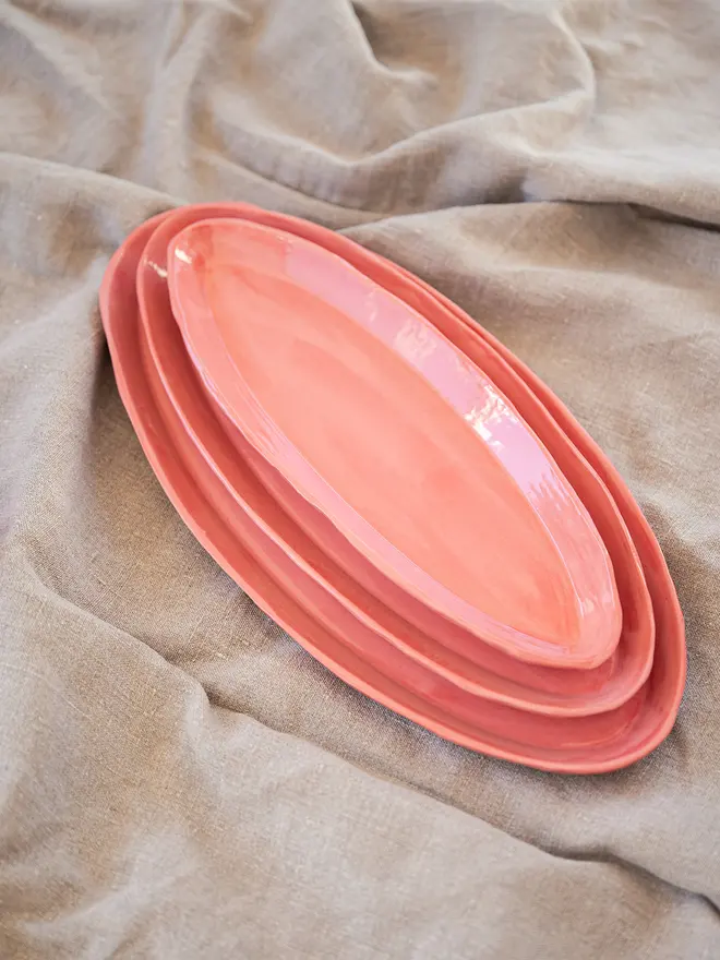 pink ceramic platter, jenny hopps pottery
