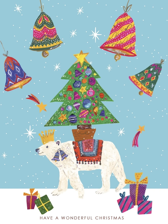 'Have A Wonderful Christmas', Polar Bear, Tree Card