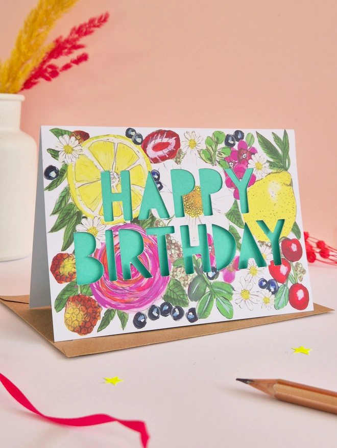 fruit themed birthday card