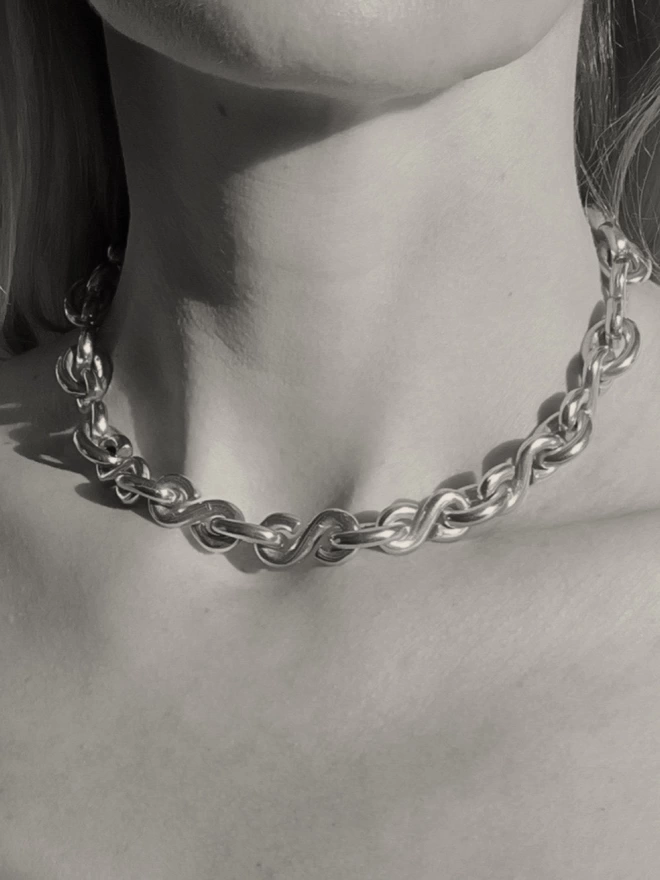 handcrafted s link solid sterling silver necklace