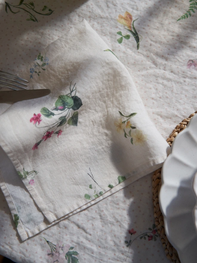 Table laid with spring table linen