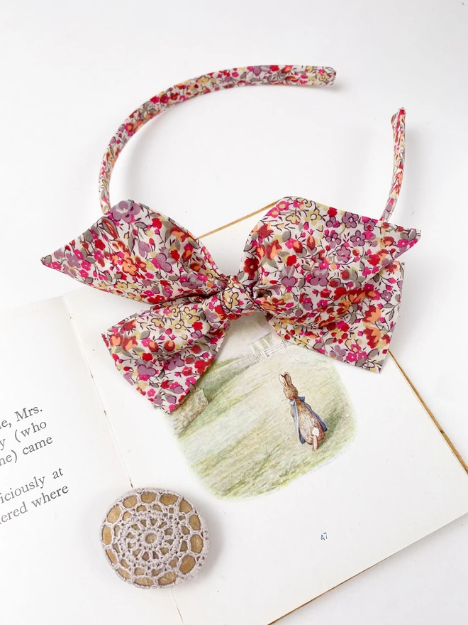 Alice band large bow in liberty fabric