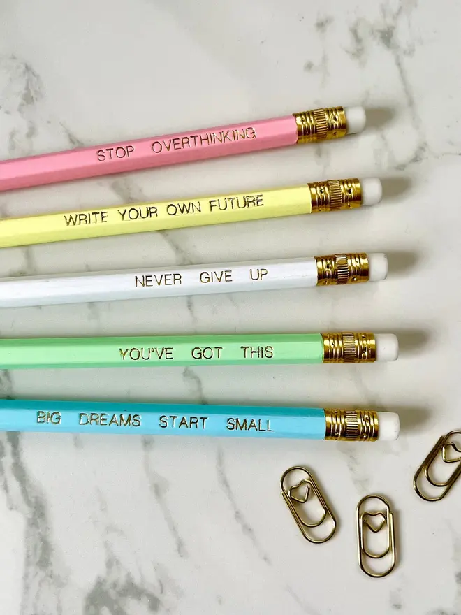 Positive Inspire-Me Female Entrepreneur Pencils (Set Of 5)