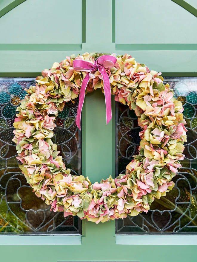 Soft green and pink wreath