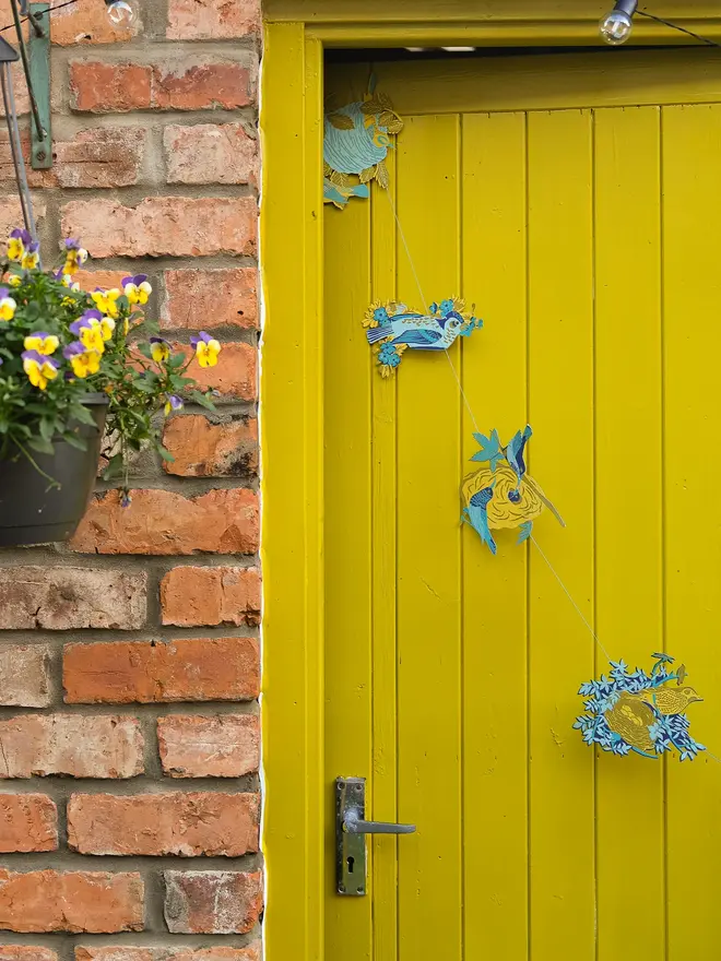 nesting birds hanging garland