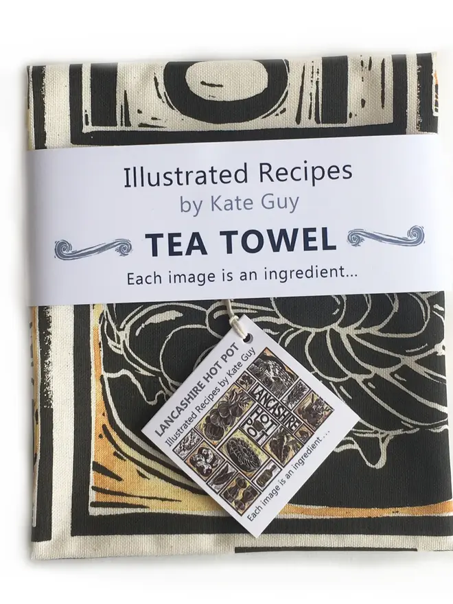 Lancashire Hot Pot Illustrated Recipe Tea Towel