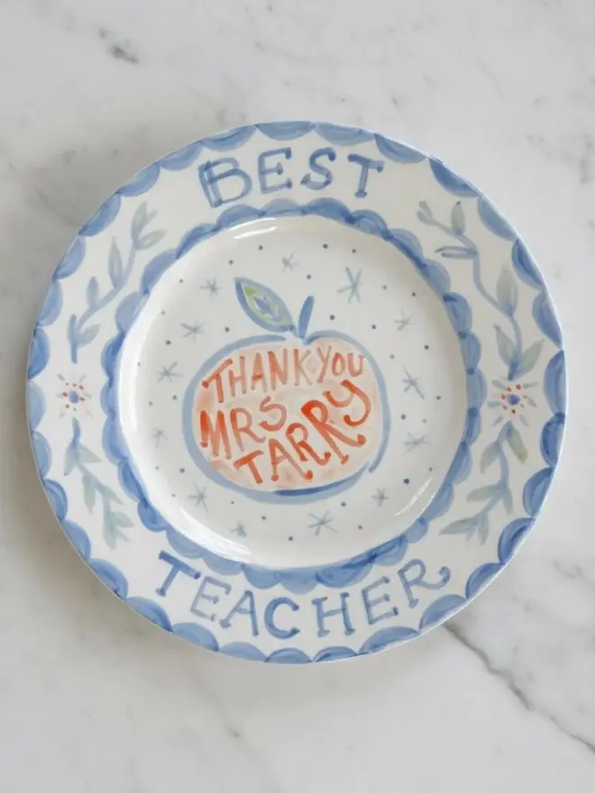 THANK YOU TEACHER - Personalised Hand-painted Ceramic Plate