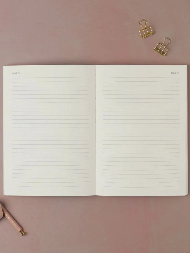 Pinstripe Weekly Planner open to its notes pages