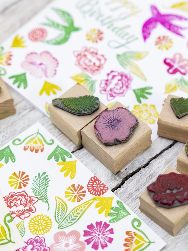 Mexican Flower Tiny Size Rubber Stamps - Holly & Co