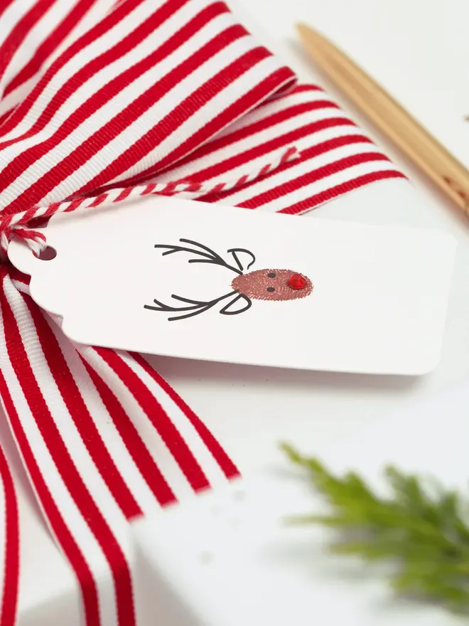 festive fingerprints reindeer gift tags