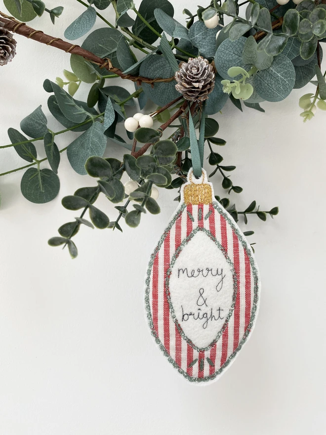 Stripe Personalised Christmas Bauble