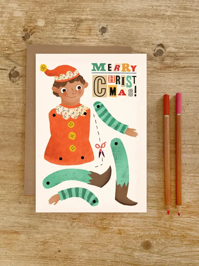 christmas elf split pin puppet cards
