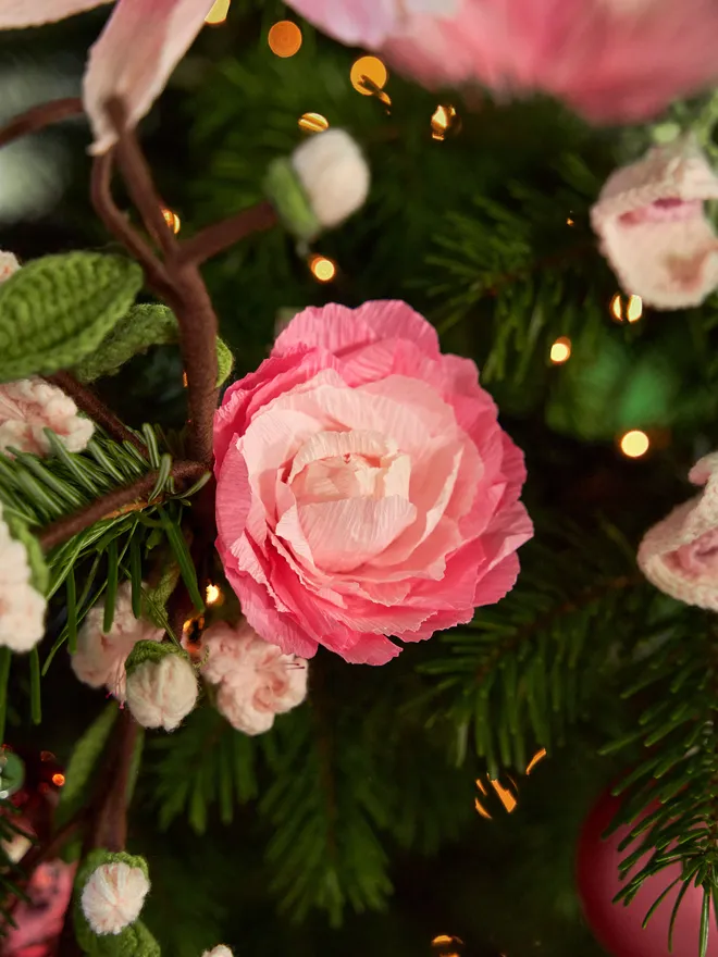 Paper flower Rannculus Christmas tree decorations