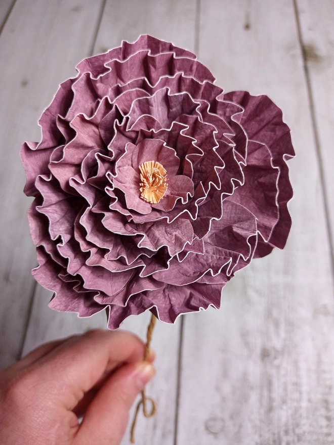 lavender peony handmade paper flower