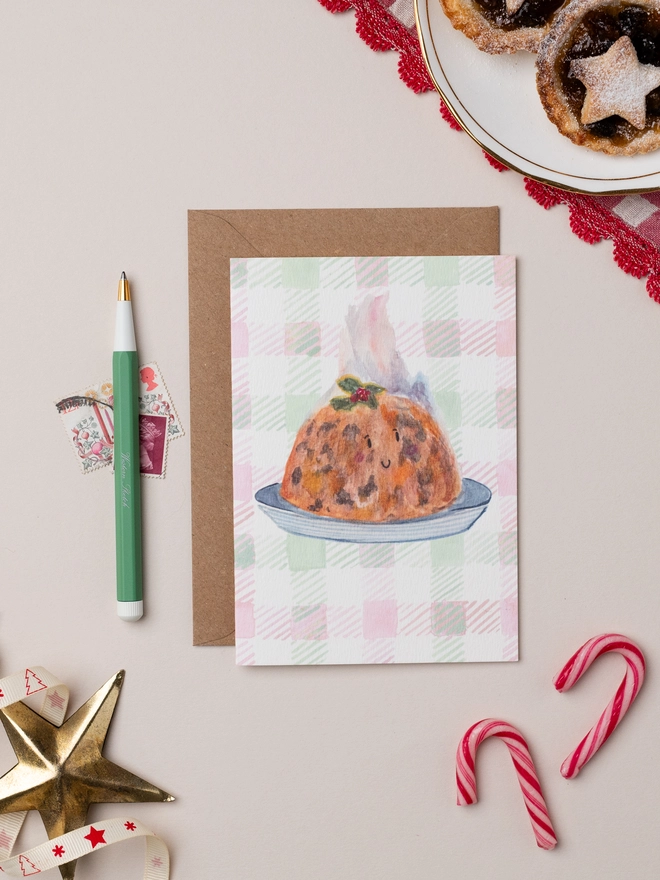 Christmas Pudding Christmas Card 