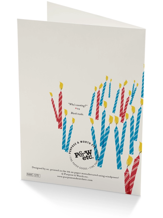 'Happy Birthday' 70th Birthday Candle Bunch Card 