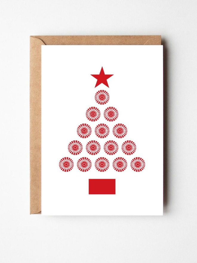 Oh Christmas Teacake Card. A card with a Christmas tree made of teacakes.