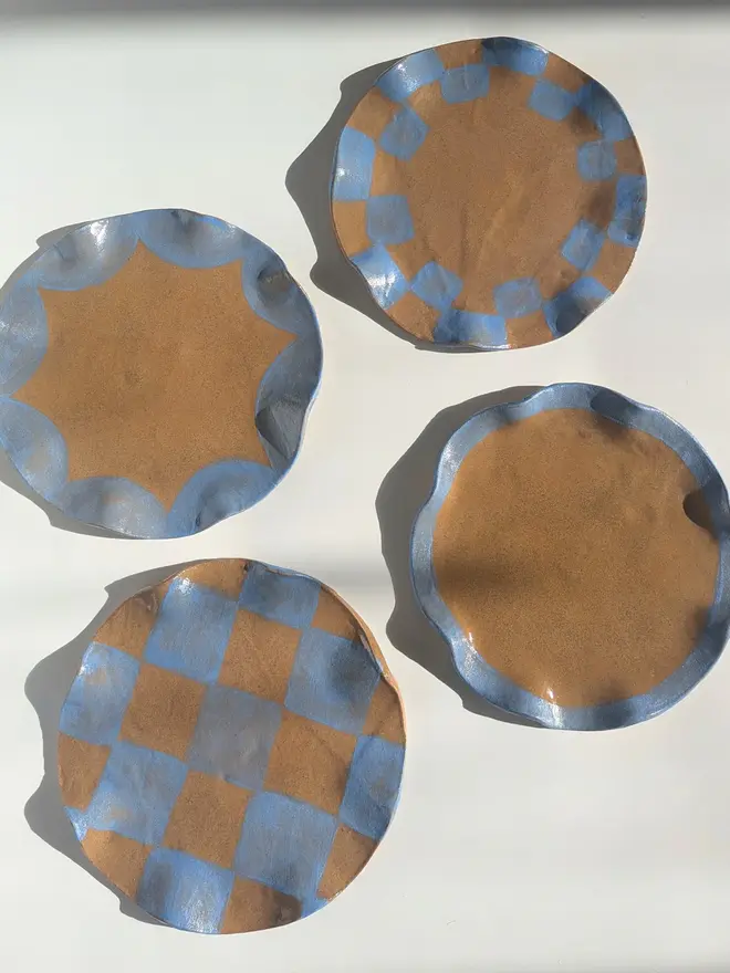 Baby Blue Wavy Assorted Side Plates (Set Of Four) 
