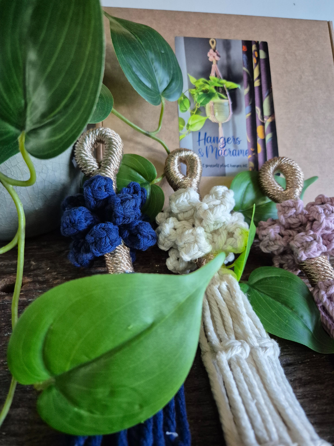 handmade DIY macrame plant hanger made from natural cotton rope featuring intricate knots and boho-chic design. Perfect for hanging indoor plants, adding a touch of elegance to any home decor.