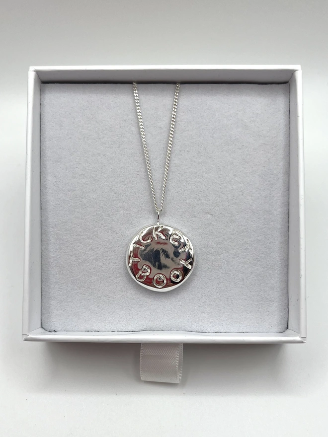 tickety boo slogan pendant necklace