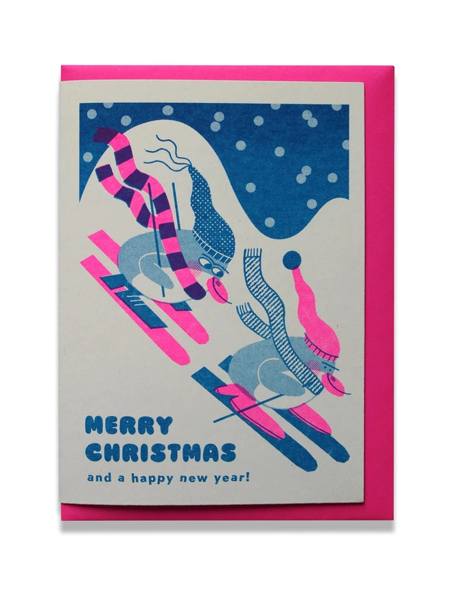 'Skiing' A6 Riso Christmas Card