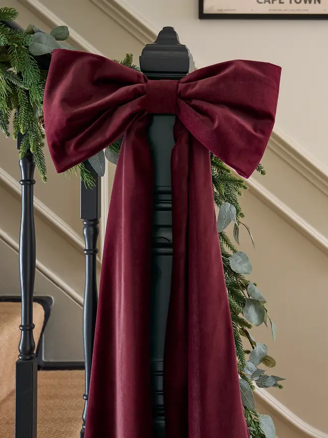burgundy velvet bow decoration