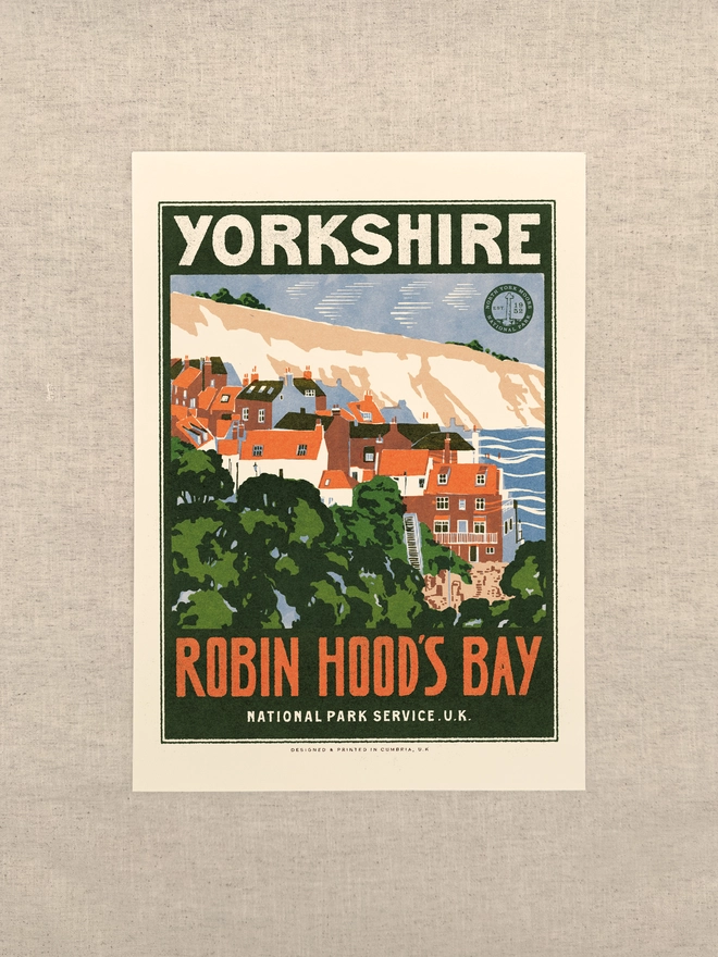 Visit Robin Hood's Bay print, unframed, against a neutral background