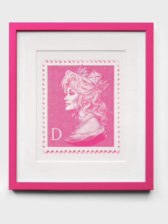 Pink Dolly Parton Art Print Pink Frame