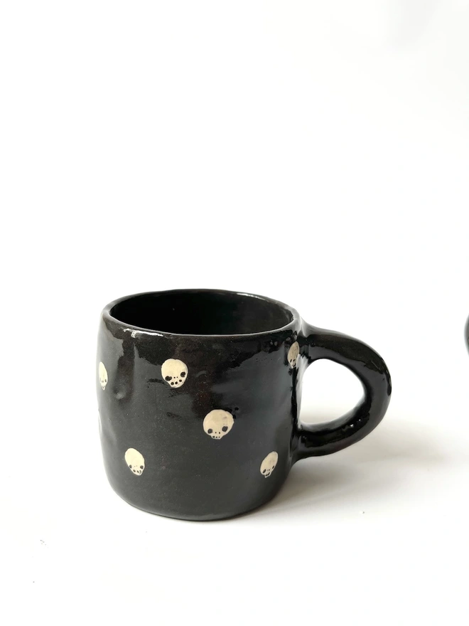  Earthenware Cup with Polkadot Skull Design