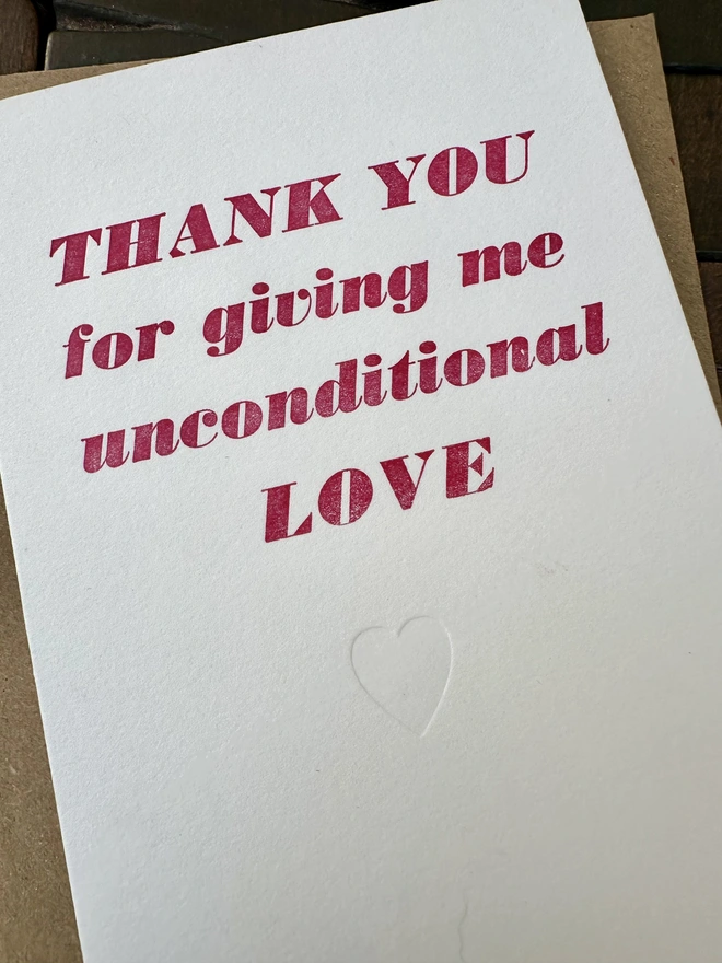 Unconditional Love card detail close up