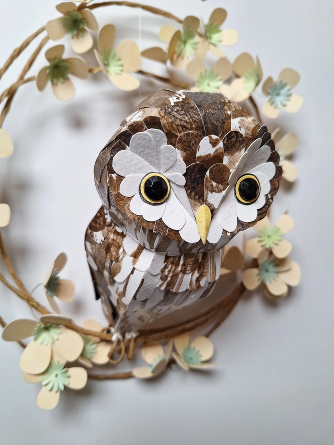 boreal owl sculpture wall art