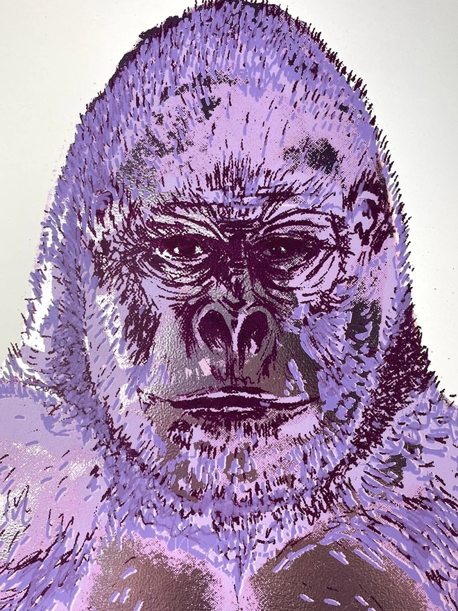 Lilac Gorilla Shiny Screen Print