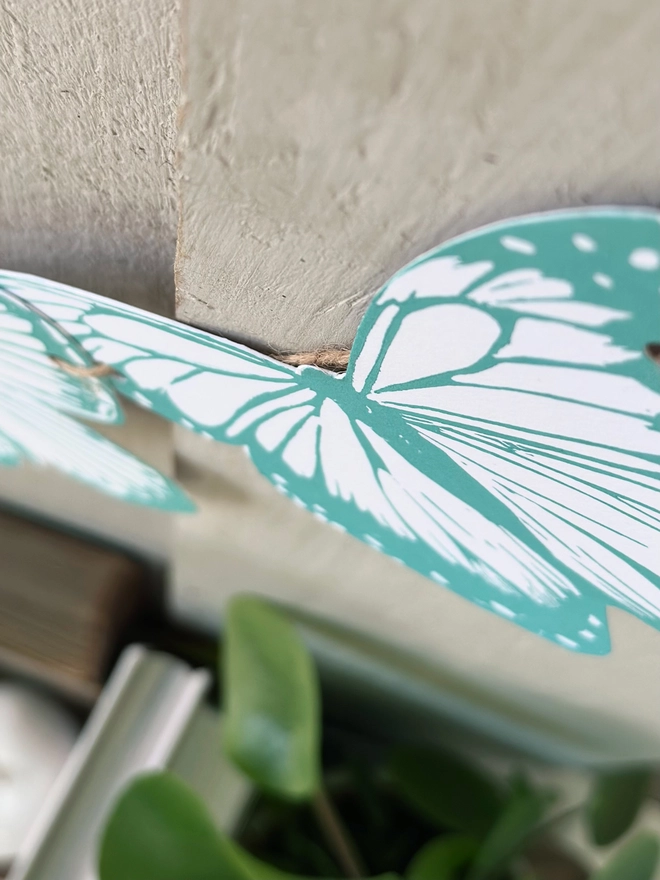 'Flutter' Butterfly Linocut Garland Hand Printed Bunting