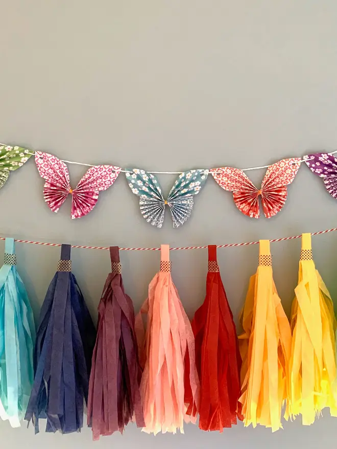 Origami Butterfly Garland Kit: Floral Patterned Paper Craft