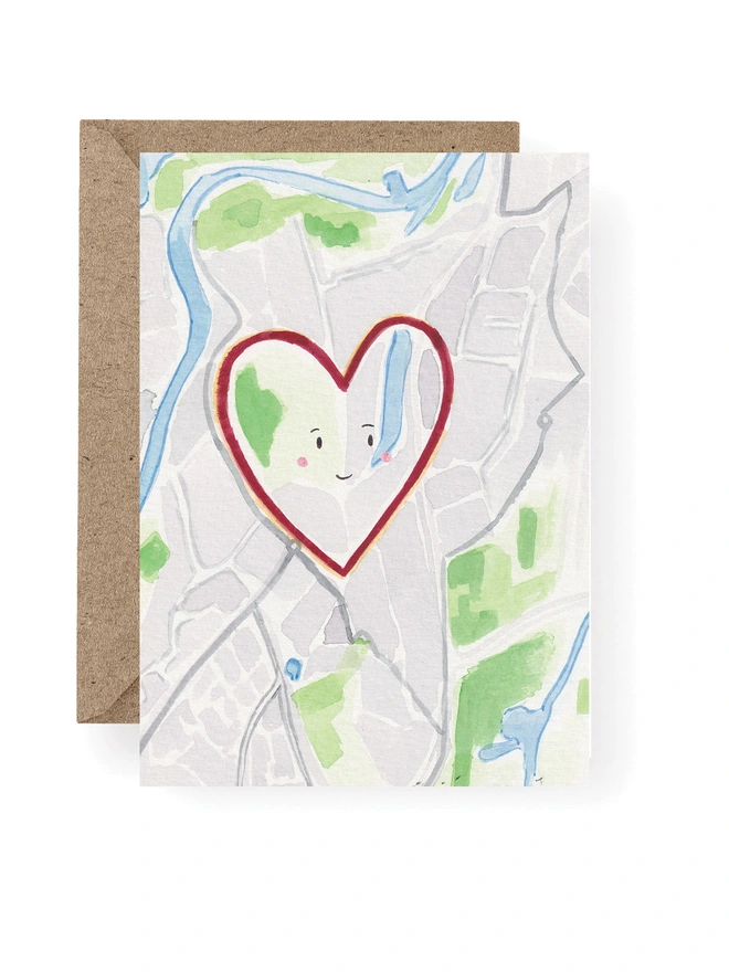 Love Heart 'Strava Art' Running Card 