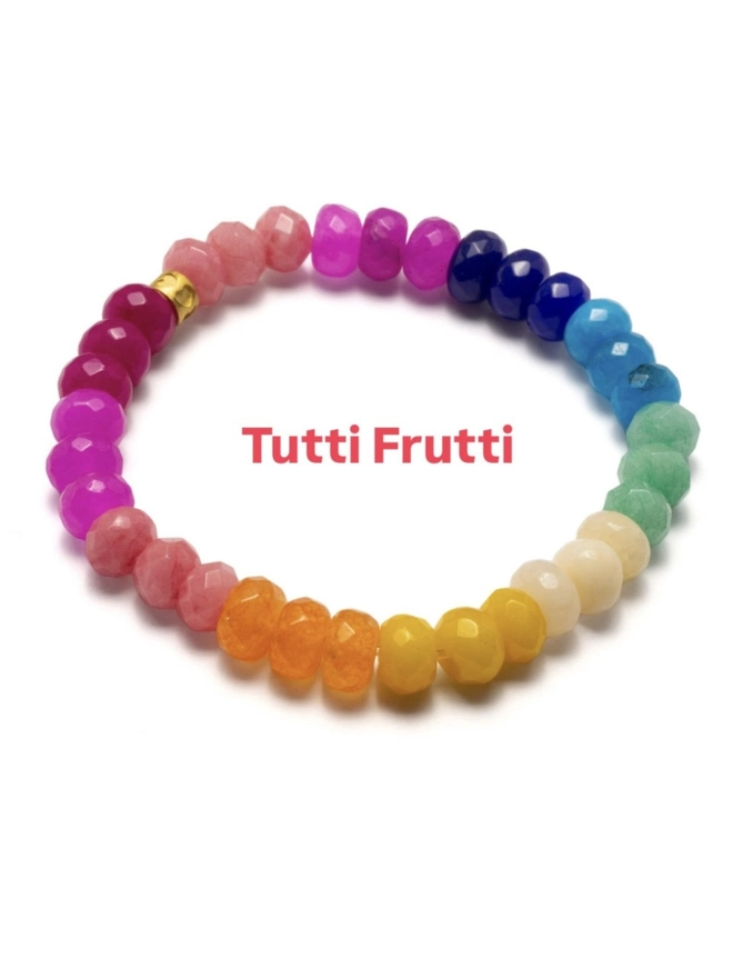 Tutti frutti beaded bracelet. A bright colourful beaded gemstone bracelet.