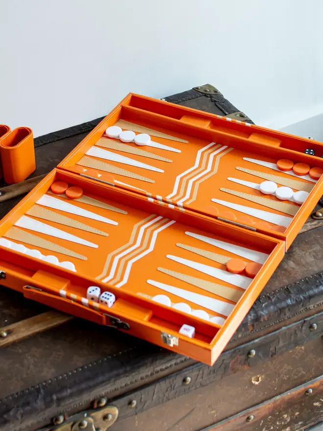 Leather Backgammon Orange