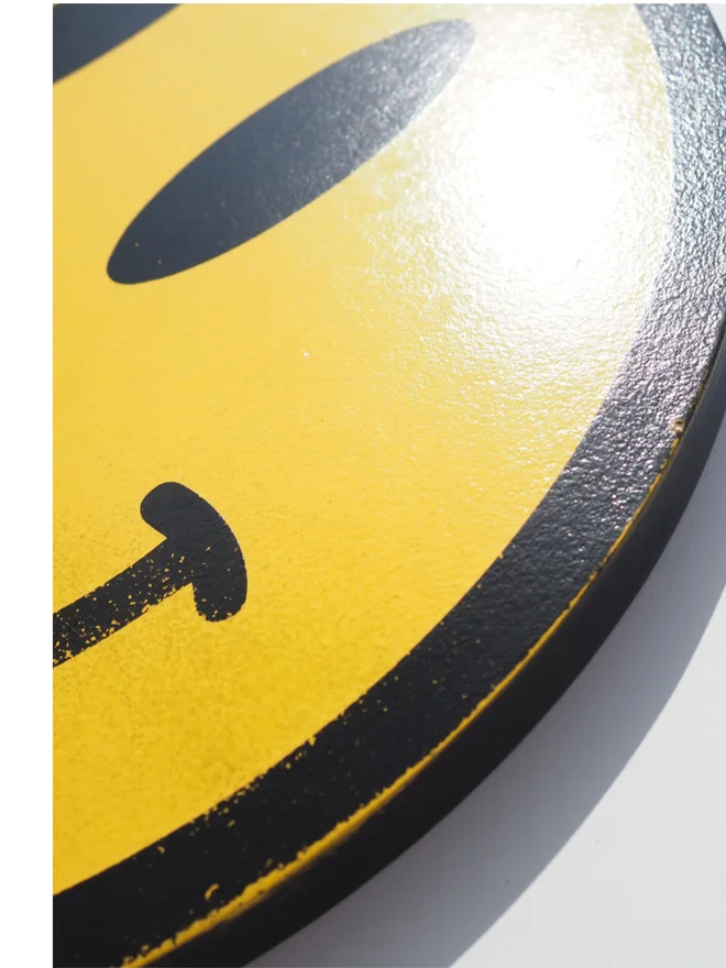 Close-up example of new distressed Smileys by Show Pony