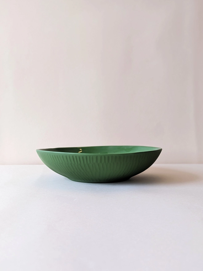 Porcelain Pasta Bowl Dark Green Angelica 